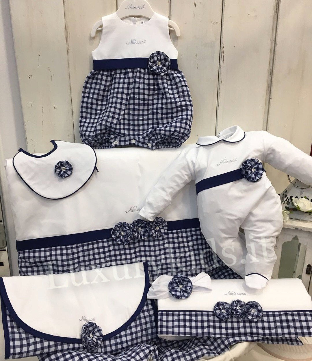 Coperta Imbottita Sfoderabile Bianca-Blu Neonata Ninnaoh E18COP23I - NINNAOH - LuxuryKids