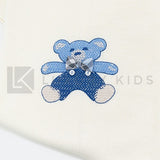 Coperta In Lana Panna Con Applicazione Di Orso In Lana Blu Neonato LA SARTORIA DEI PICCOLI LC359 - LA SARTORIA DEI PICCOLI - LuxuryKids