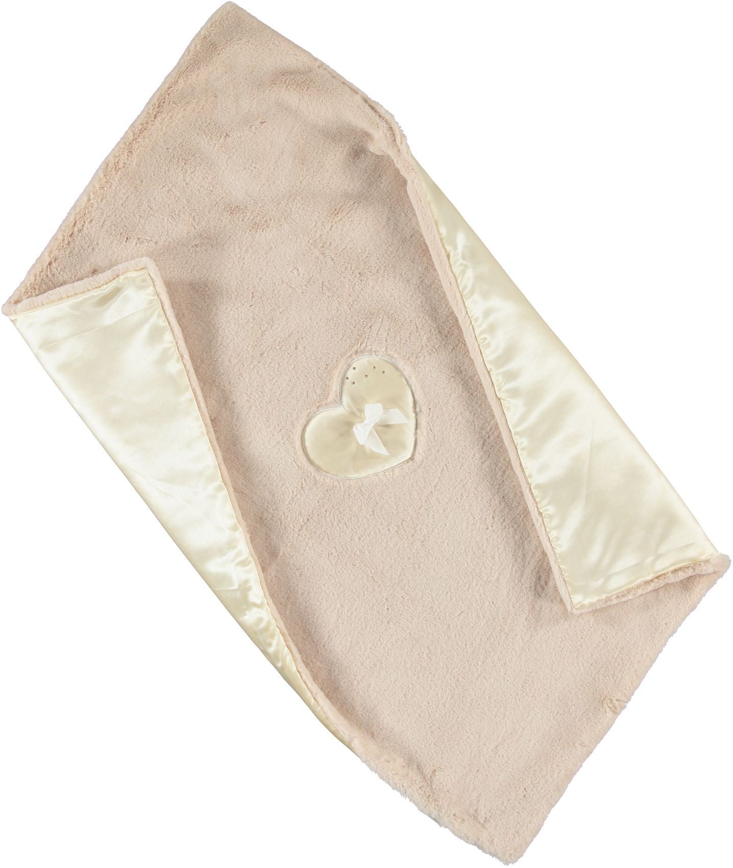 Copertina in Eco-pelliccia foderata in raso Beige Neonata MINIBANDA K358 - MINIBANDA - LuxuryKids