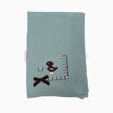 Copertina In Tinta Unita Verde Con Ricamo Papera Neonato A&J 400 - A&J - LuxuryKids