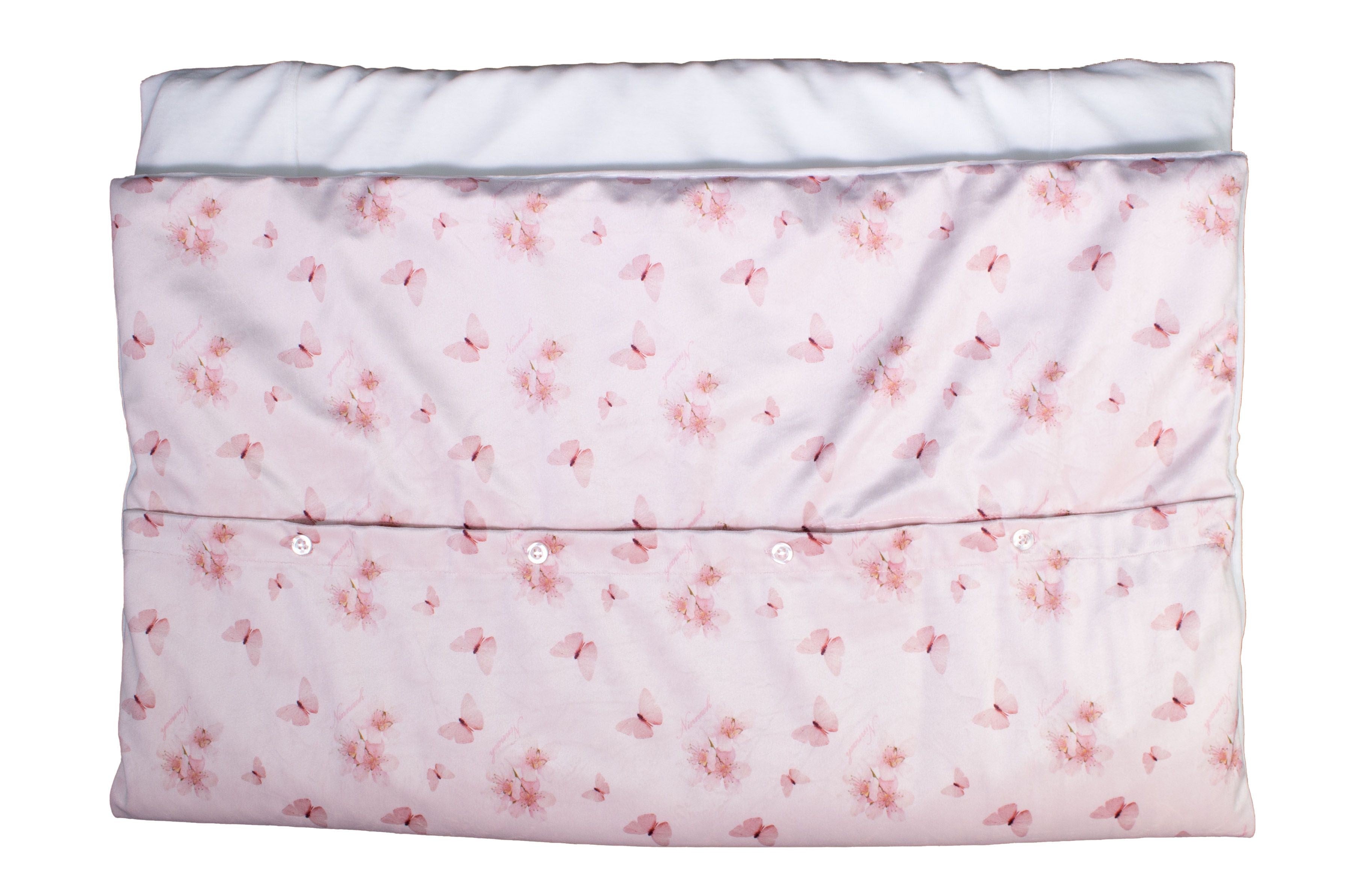 Copertina Sfoderabile In Ciniglia Bianca E Rosa Con Stampa Farfalle Corredino Invernale Neonata Ninnaoh I20COP5I - NINNAOH - LuxuryKids