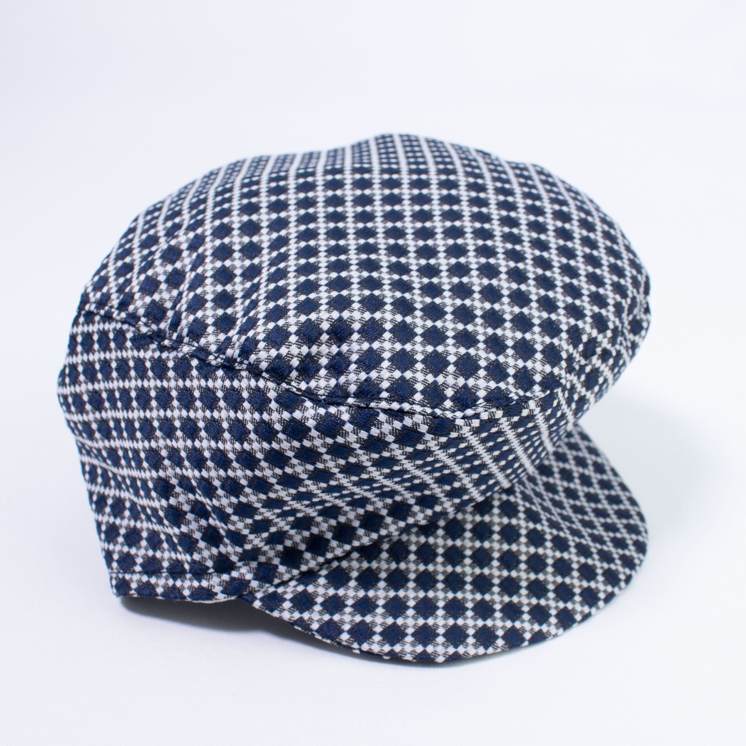 Coppola In Tessuto Fantasia a Quadri Blu Neonato Martinez AM230323 - ALESSANDRO MARTINEZ - LuxuryKids