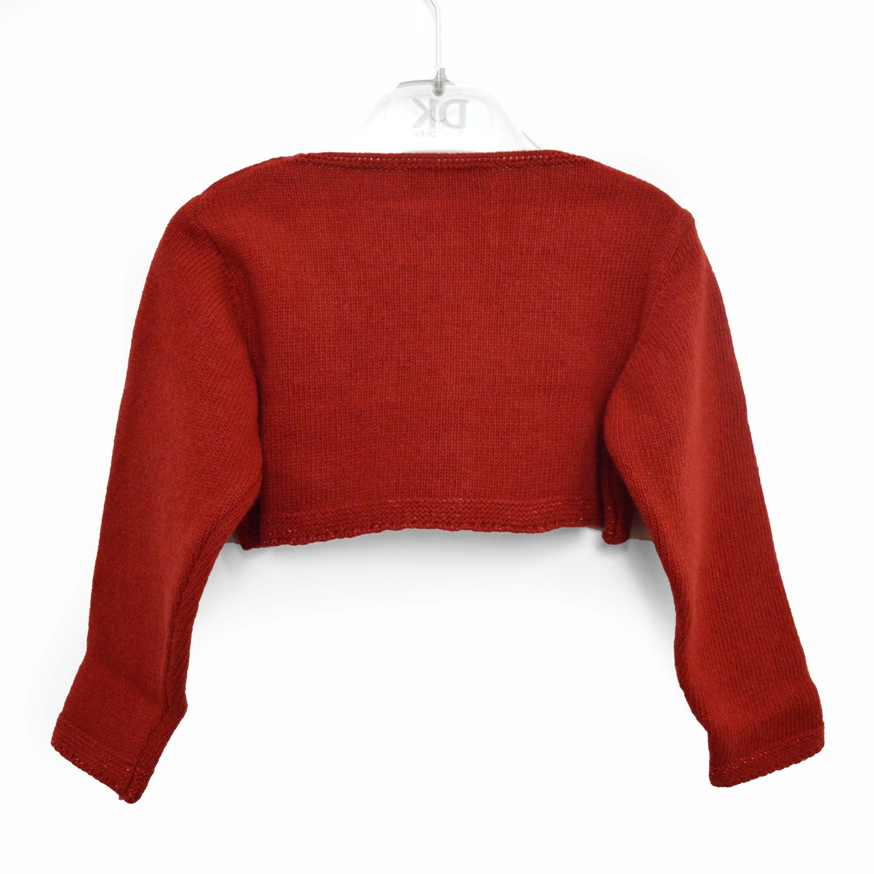 Coprispalle Bordeaux in Misto Lana Laminato in Rosso con Scollo a V Per Bambina Dr.Kids 382 - DR.KID - LuxuryKids