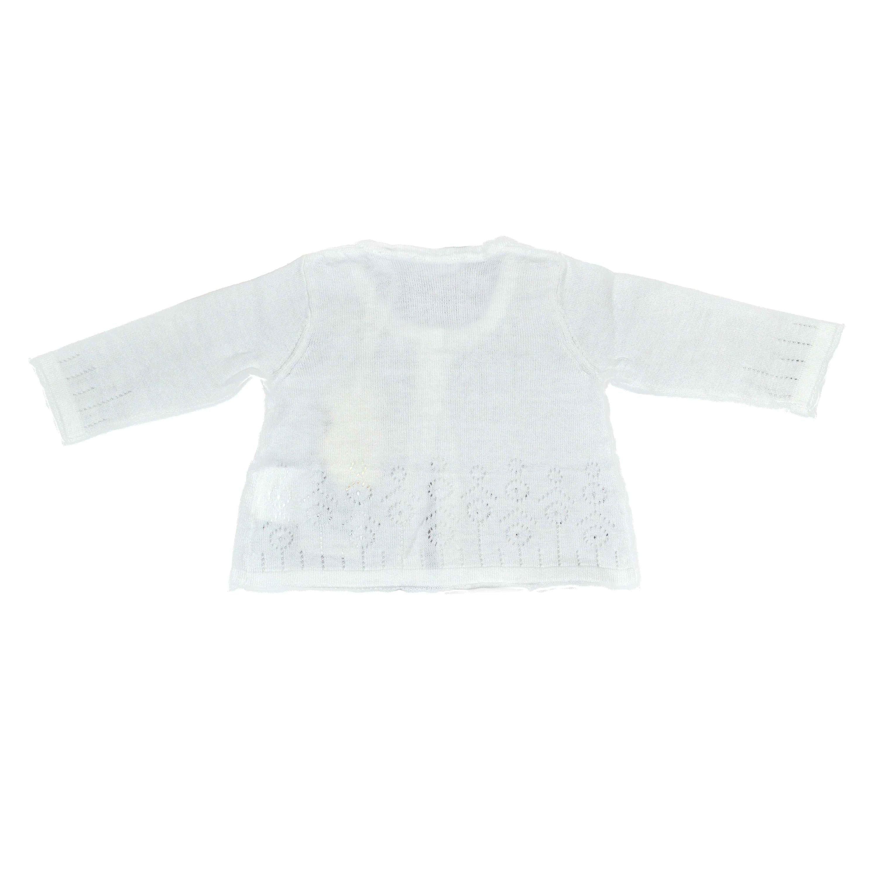 Coprispalle con Ricamo Traforato in cotone Panna Neonata Minibanda Q707 - MINIBANDA - LuxuryKids
