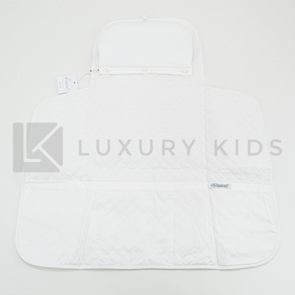 Fasciatoio Pieghevole In Cotone Bianco Con Fascia Grigia A Poise E Farfalla E Cuscinetto Interno Neonata LA SARTORIA DEI - LA SARTORIA DEI PICCOLI - LuxuryKids