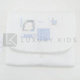 Fasciatoio Pieghevole In Cotone Bianco Con Patch Azzurri E Cuscinetto Interno Neonata LA SARTORIA DEI PICCOLI LFS663 - LA SARTORIA DEI PICCOLI - LuxuryKids