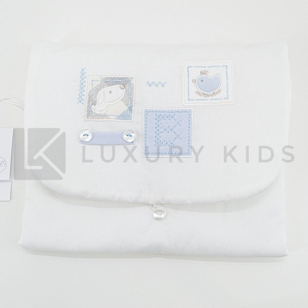 Fasciatoio Pieghevole In Cotone Bianco Con Patch Azzurri E Cuscinetto Interno Neonata LA SARTORIA DEI PICCOLI LFS663 - LA SARTORIA DEI PICCOLI - LuxuryKids