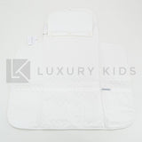 Fasciatoio Pieghevole In Cotone Bianco Con Patch Azzurri E Cuscinetto Interno Neonata LA SARTORIA DEI PICCOLI LFS663 - LA SARTORIA DEI PICCOLI - LuxuryKids