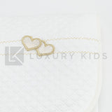 Fasciatoio Pieghevole In Cotone Trapuntato Panna Con Cuciture Oro E Cuoricini E Cuscinetto Interno Neonata LA SARTORIA D - LA SARTORIA DEI PICCOLI - LuxuryKids