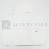 Fasciatoio Pieghevole In Cotone Trapuntato Panna Con Cuciture Oro E Cuoricini E Cuscinetto Interno Neonata LA SARTORIA D - LA SARTORIA DEI PICCOLI - LuxuryKids