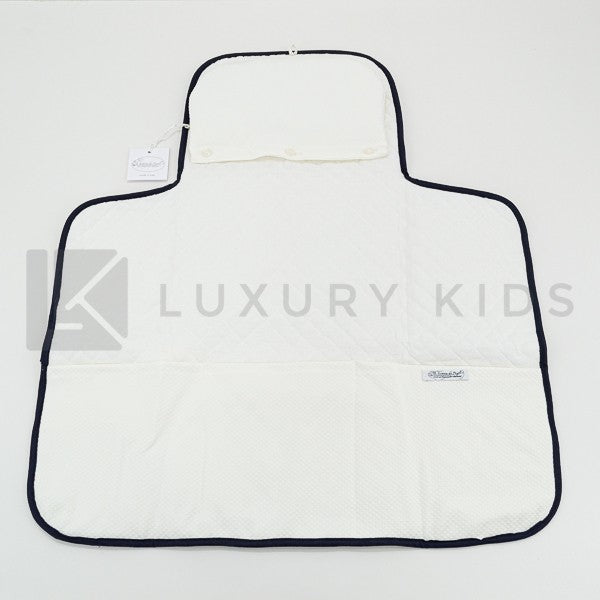 Fasciatoio Pieghevole In Cotone Trapuntato Panna Con Ricamo Orso Blu E Cuscinetto Interno Neonata LA SARTORIA DEI PICCOL - LA SARTORIA DEI PICCOLI - LuxuryKids