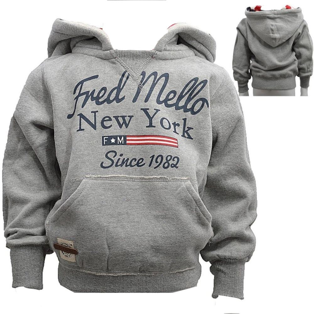 Felpa Chiusa con Cappuccio Grigio Bambino Fred Mello 12573 - FRED MELLO - LuxuryKids