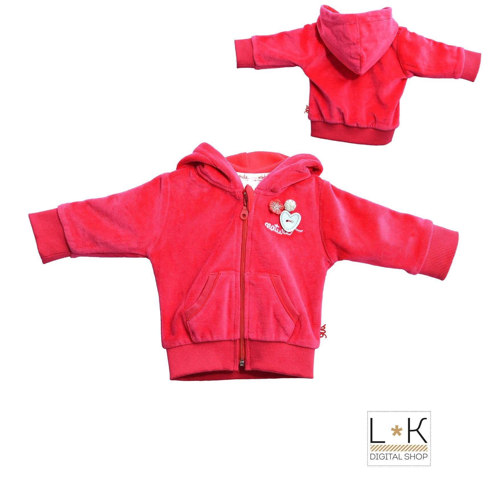 Felpa con Cappuccio in Ciniglia Fucsia Neonato Minibanda F608 - MINIBANDA - LuxuryKids