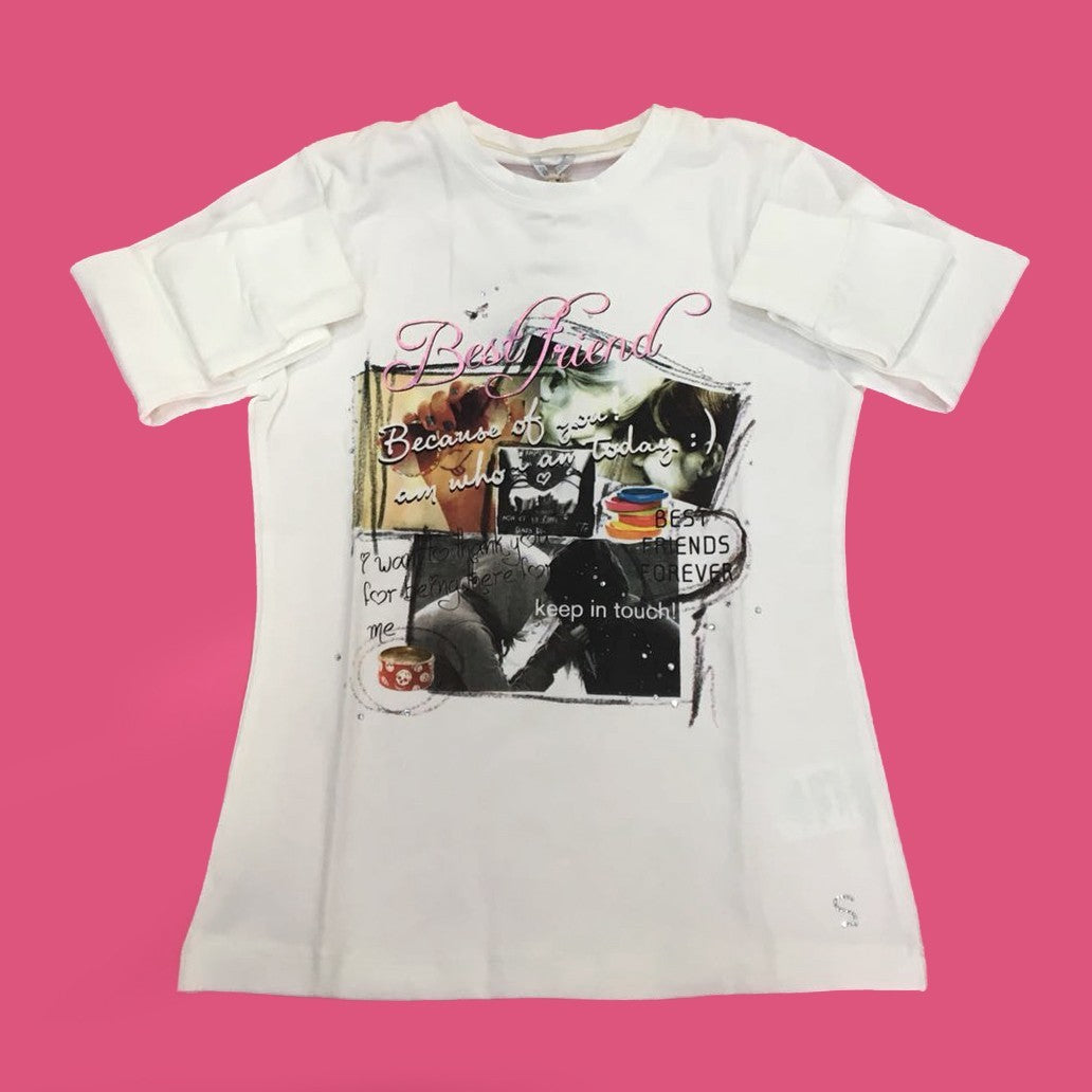 Felpa in caldo Cotone Bianco con Stampa Bambina Sarabanda H807 - SARABANDA - LuxuryKids