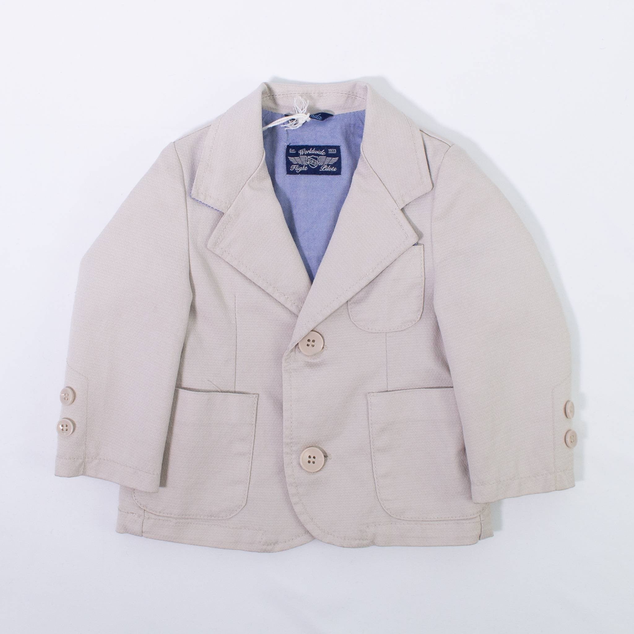 Giacca Elegante con Micro Fantasia Tono su Tono con Pochette Incorporata Neonato Beige Sarabanda M118 - SARABANDA - LuxuryKids