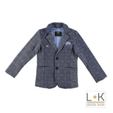 Giacca Elegante In Caldo Cotone con Stampa a Quadretti Blu Bambino Sarabanda N376 - SARABANDA - LuxuryKids