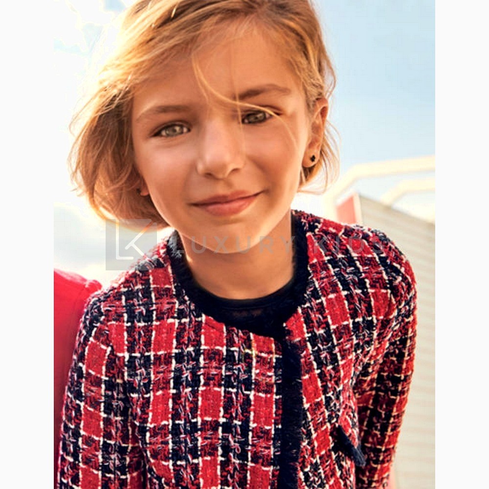 Giacca Modello Chanel Rossa E Blu Bambina Sarabanda J438 - SARABANDA - LuxuryKids