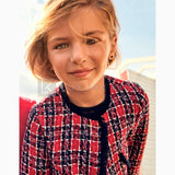 Giacca Modello Chanel Rossa E Blu Bambina Sarabanda J438 - SARABANDA - LuxuryKids
