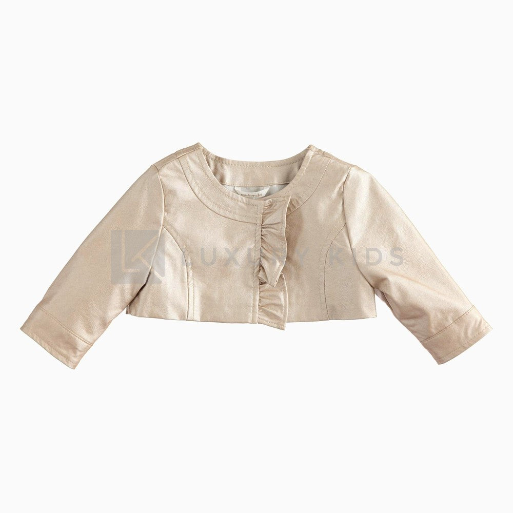 Giacchino In Ecopelle Con Rouche Bronzo Neonata Minibanda J779 - MINIBANDA - LuxuryKids