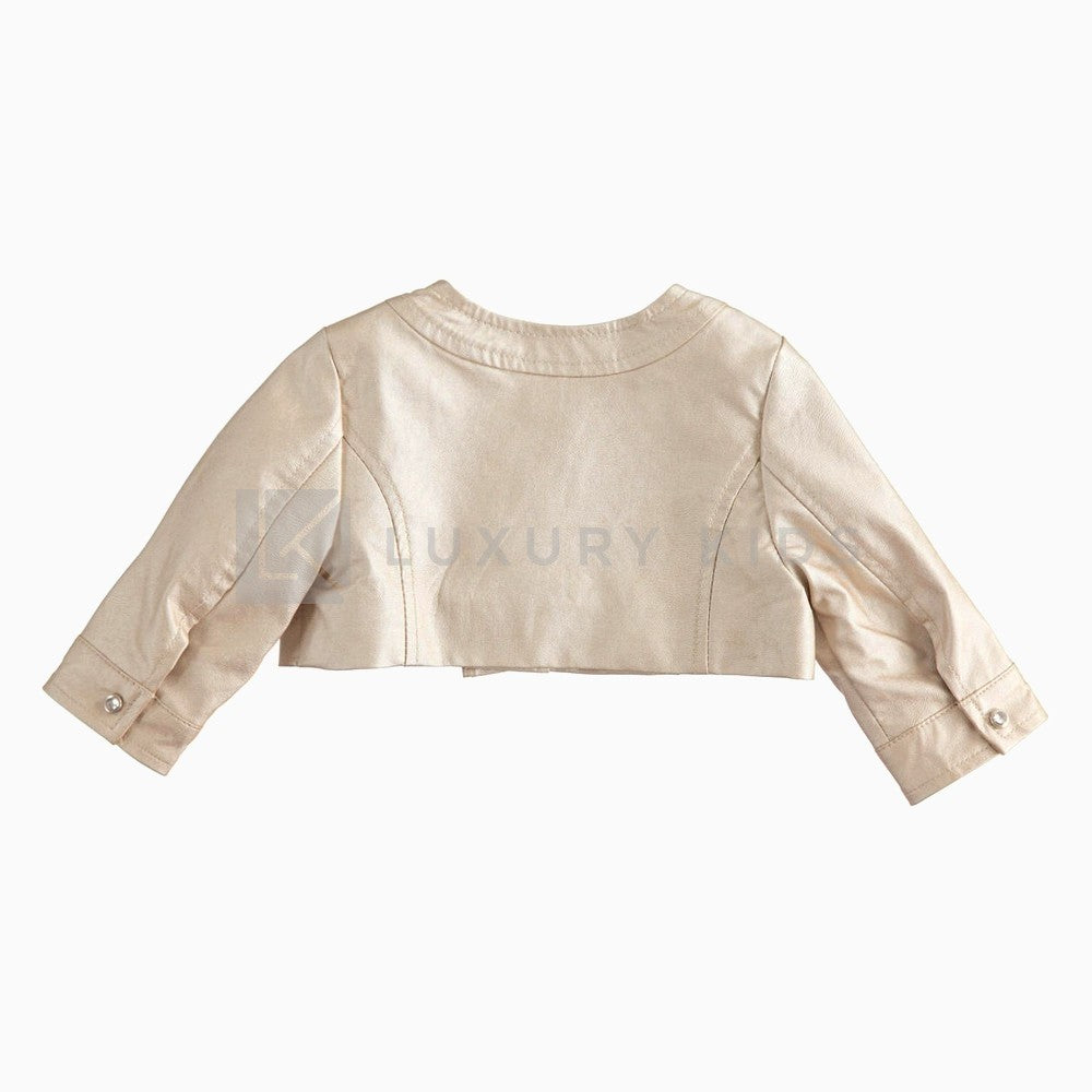 Giacchino In Ecopelle Con Rouche Bronzo Neonata Minibanda J779 - MINIBANDA - LuxuryKids