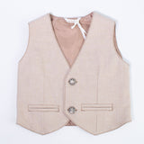 Gilet Elegante in Caldo Cotone Beige Neonato Minibanda Blu N671 - MINIBANDA - LuxuryKids