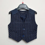 Gilet Elegante in Misto Lana Bluette con Effetto a Quadretti Per Neonato Manuell&Frank MF5003N - MANUELL&FRANK - LuxuryKids