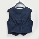 Gilet Elegante in Misto Lana Bluette con Effetto a Quadretti Per Neonato Manuell&Frank MF5003N - MANUELL&FRANK - LuxuryKids