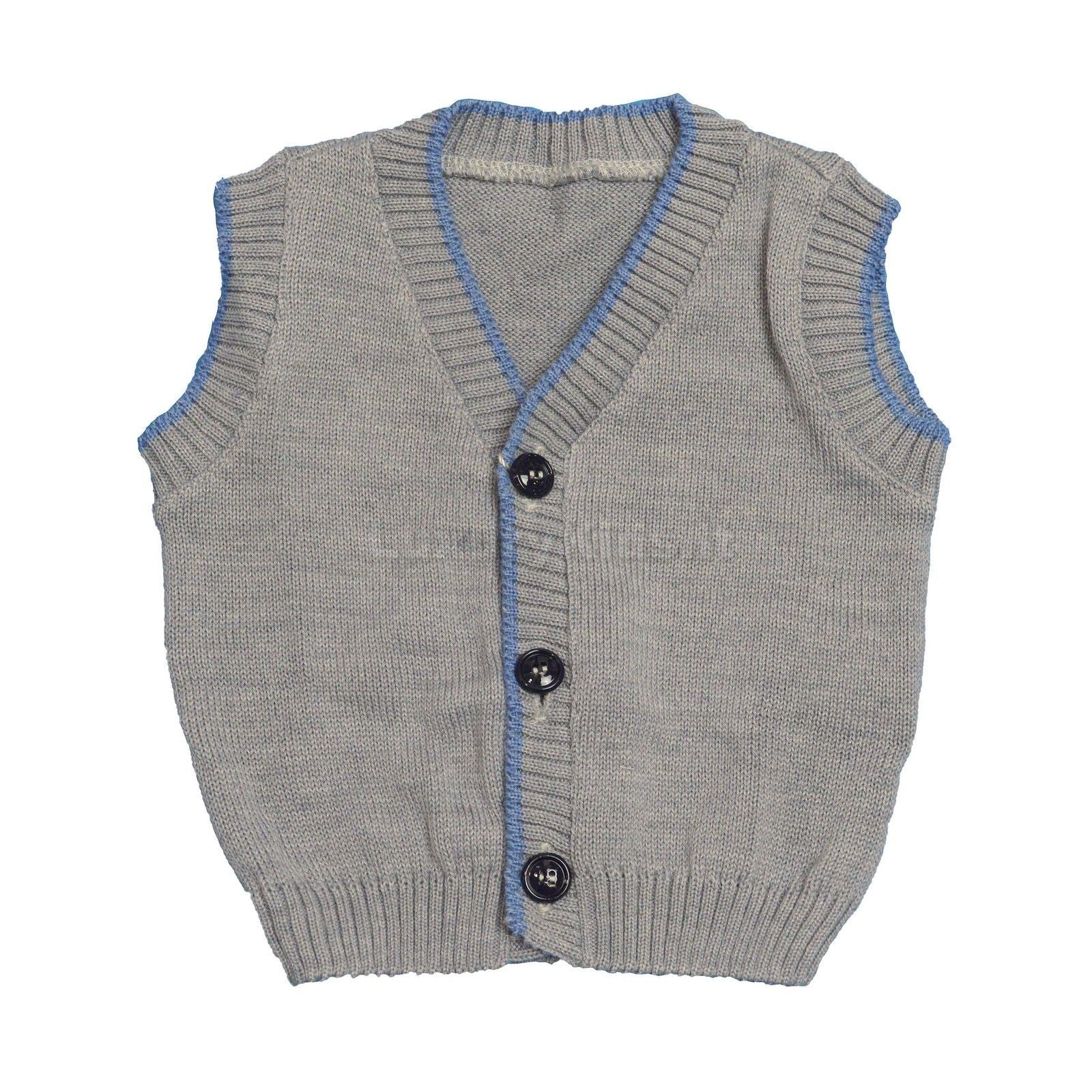 Gilet Scollo V in Lana Grigio Neonato Bufi 9772A4 - BUFI - LuxuryKids