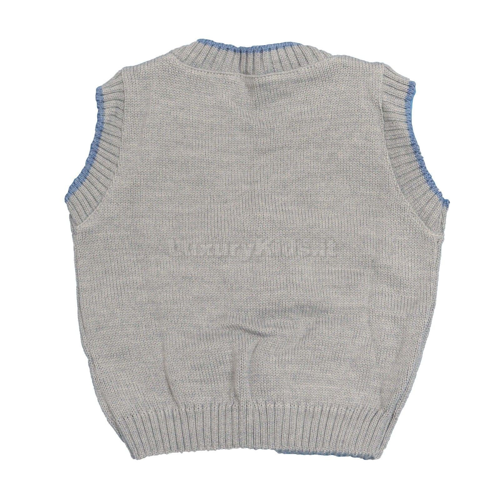 Gilet Scollo V in Lana Grigio Neonato Bufi 9772A4 - BUFI - LuxuryKids