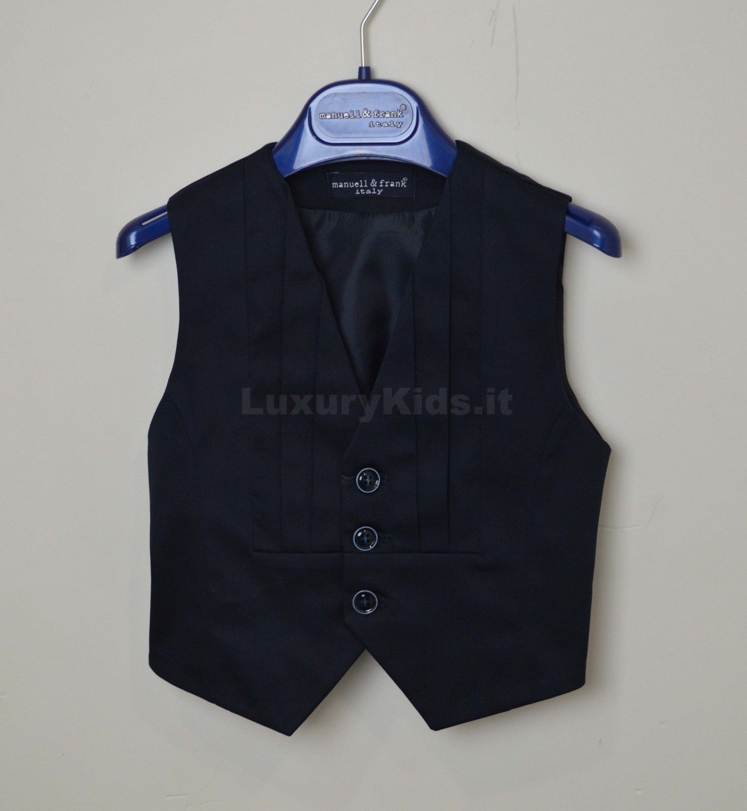 Gilet Tinta Unita in Raso Blu Elegante Bambino Manuell & Frank M2491 - MANUELL&FRANK - LuxuryKids