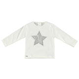 Girocollo in Caldo Cotone Bianco con Stella Neonata Sarabanda T207 - SARABANDA - LuxuryKids