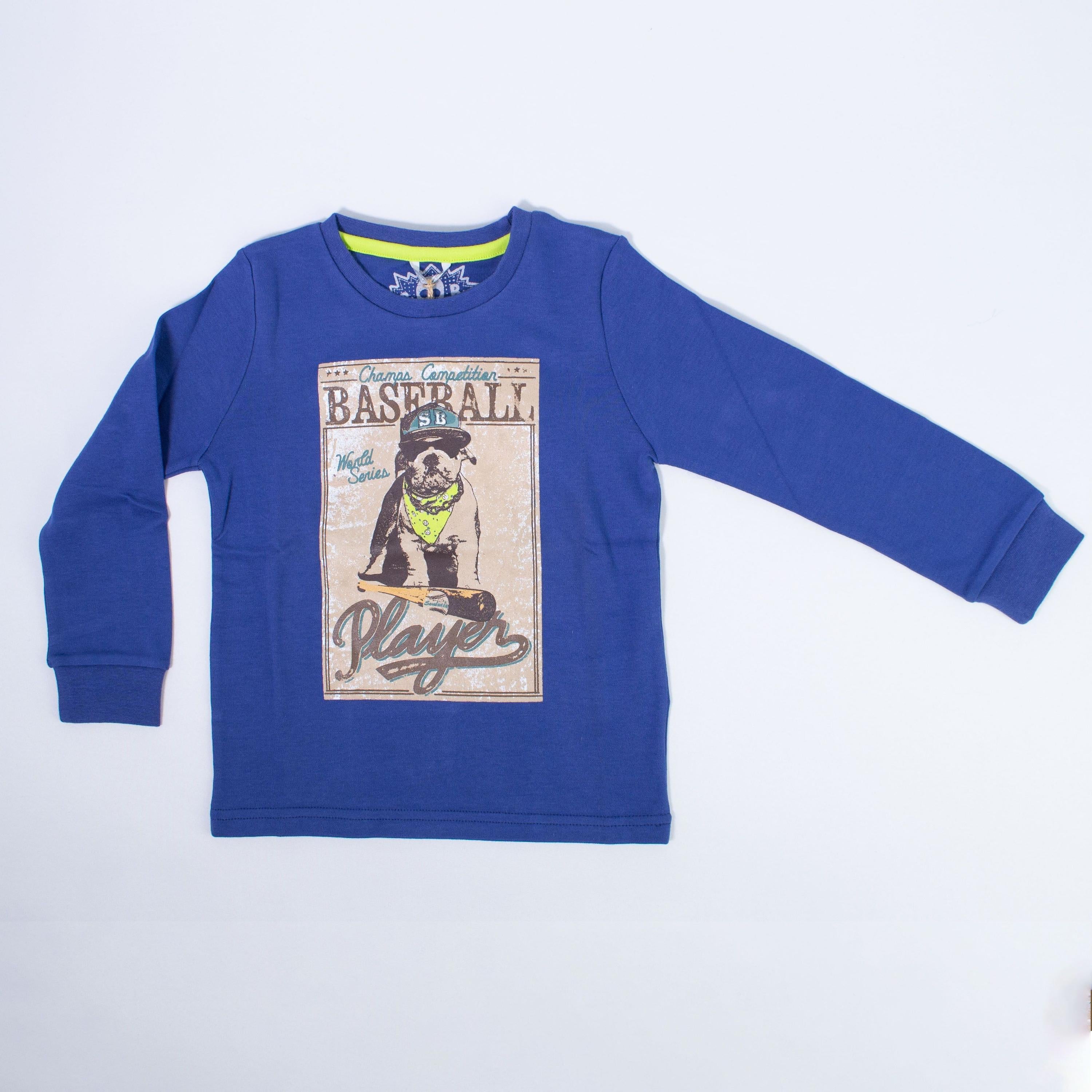 Girocollo in Caldo Cotone Blu con Stampa Neonato Sarabanda L807 - SARABANDA - LuxuryKids