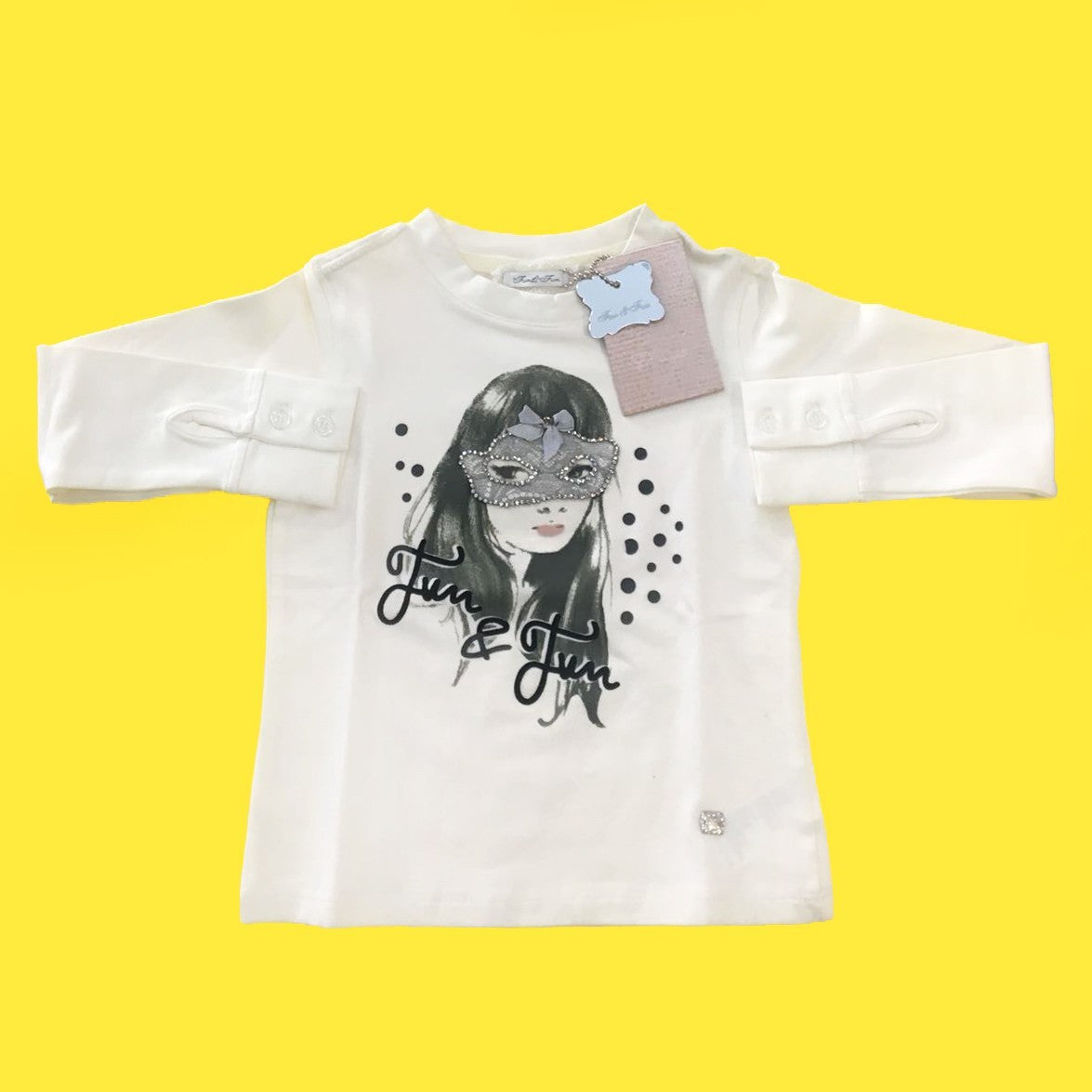 Girocollo in Caldo Cotone Panna con Stampa Bambina Fun&Fun FUNBTS0002 - FUN&FUN - LuxuryKids