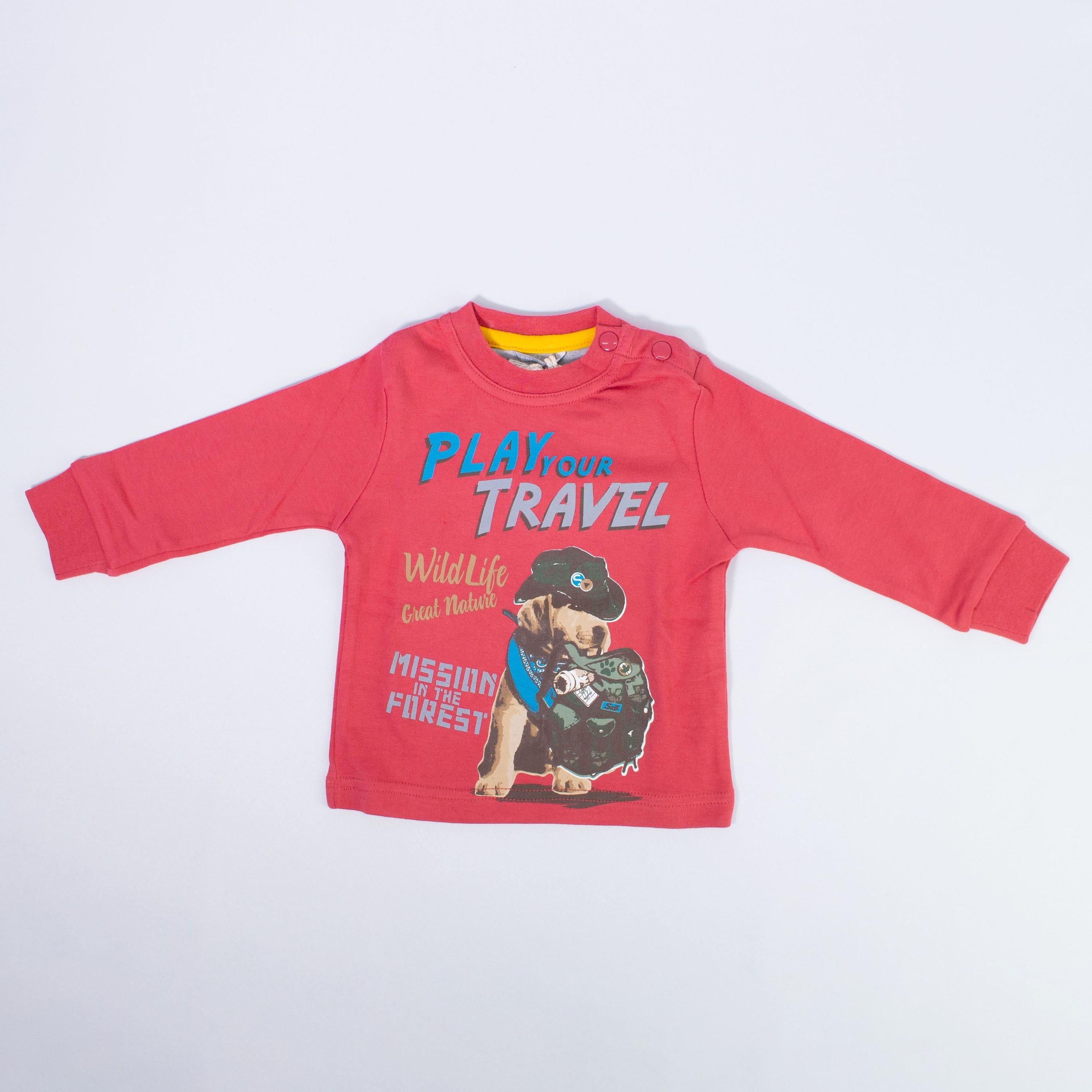 Girocollo in caldo Cotone Rosso con Stampa Neonato Sarabanda DH840 - SARABANDA - LuxuryKids