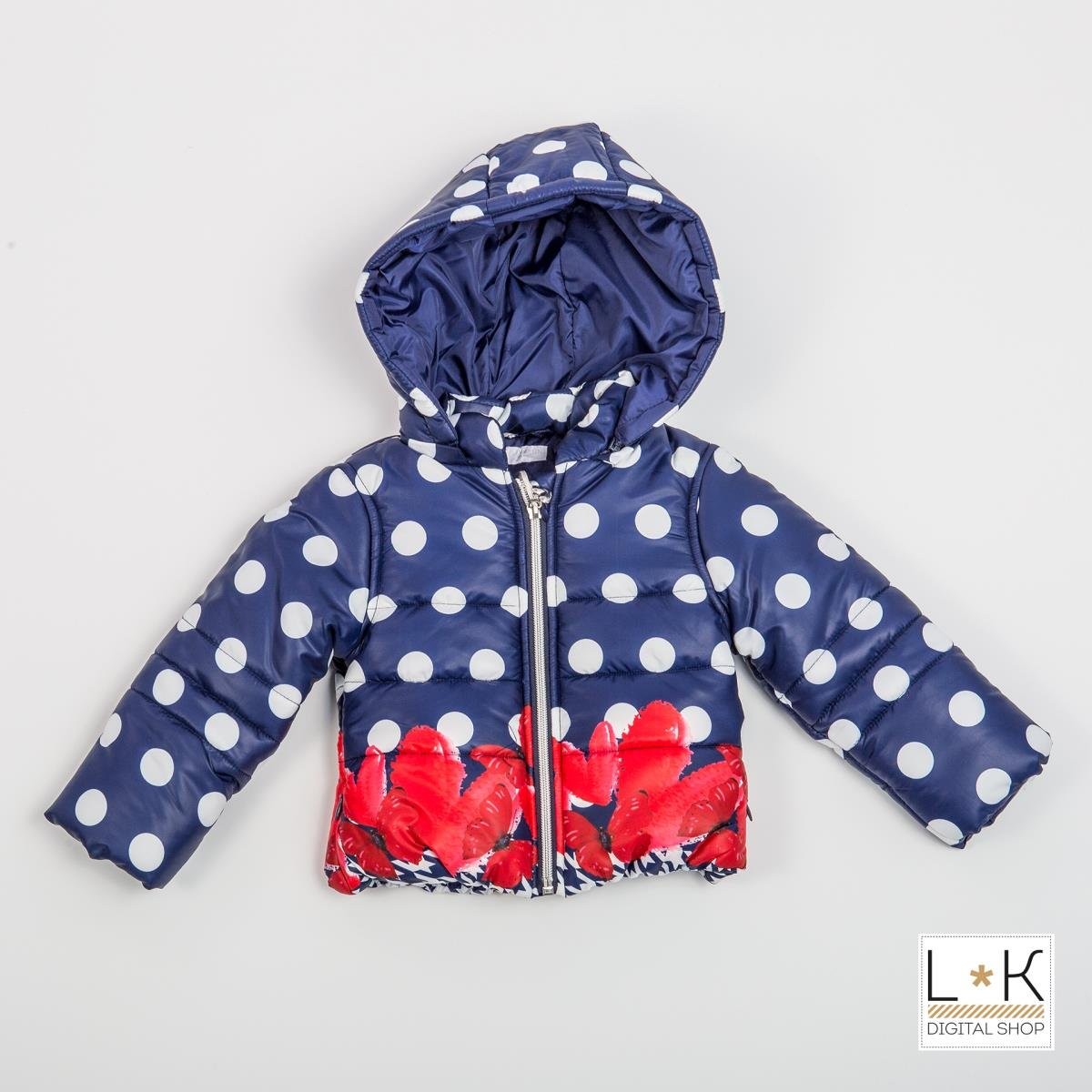 Giubbotto a Pois con Cappuccio Neonata Blu Fun&Fun FNNJK9176 - FUN&FUN - LuxuryKids