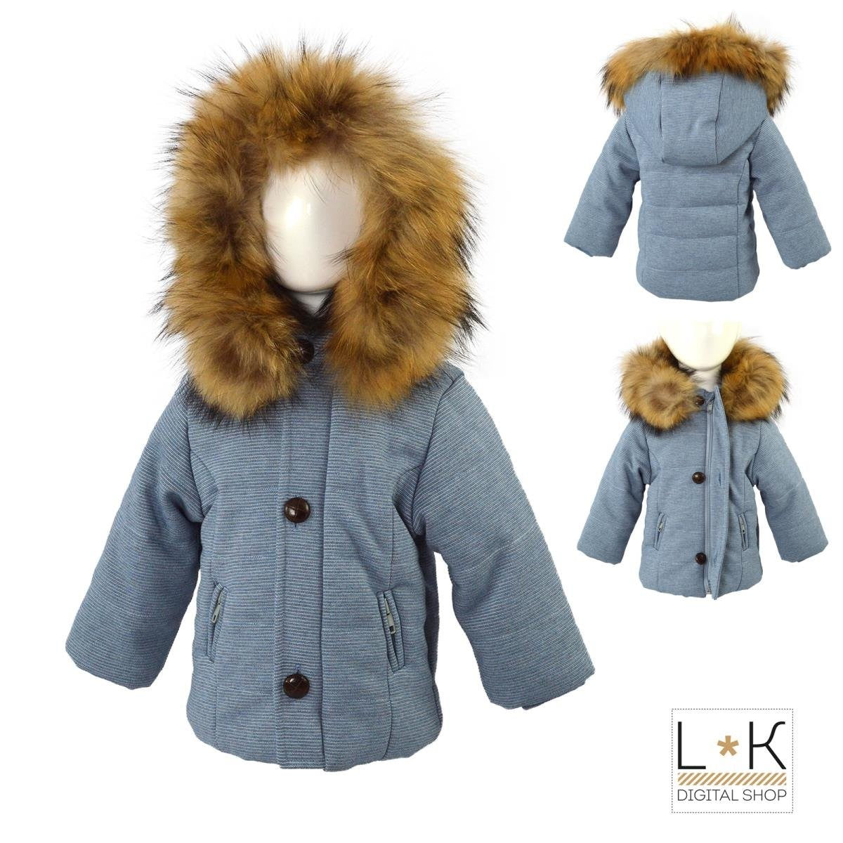 Giubbotto Imbottito Celeste con cappuccio neonato Bufi 9781A - BUFI - LuxuryKids