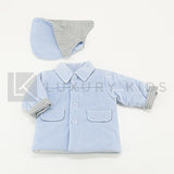 Giubbotto In Morbida Ciniglia Con Cappuccio Celeste Neonato LA SARTORIA DEI PICCOLI LG489 - LA SARTORIA DEI PICCOLI - LuxuryKids