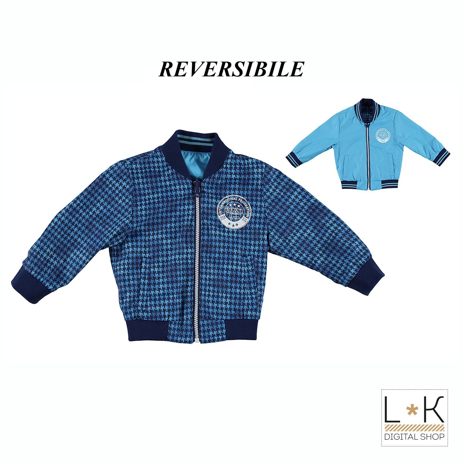 Giubbotto Reversbile Bambino Turchese Sarabanda Q877 - SARABANDA - LuxuryKids