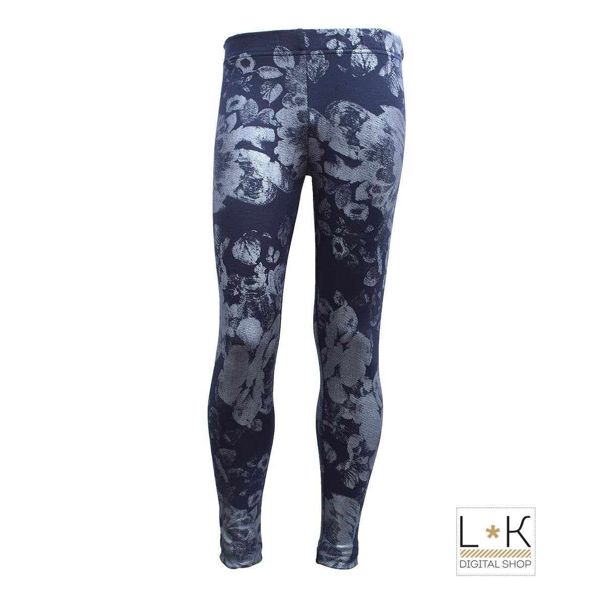 Leggins Fantasia Fiori Bambina Blu Fun&Fun FUNJPT3894 - FUN&FUN - LuxuryKids