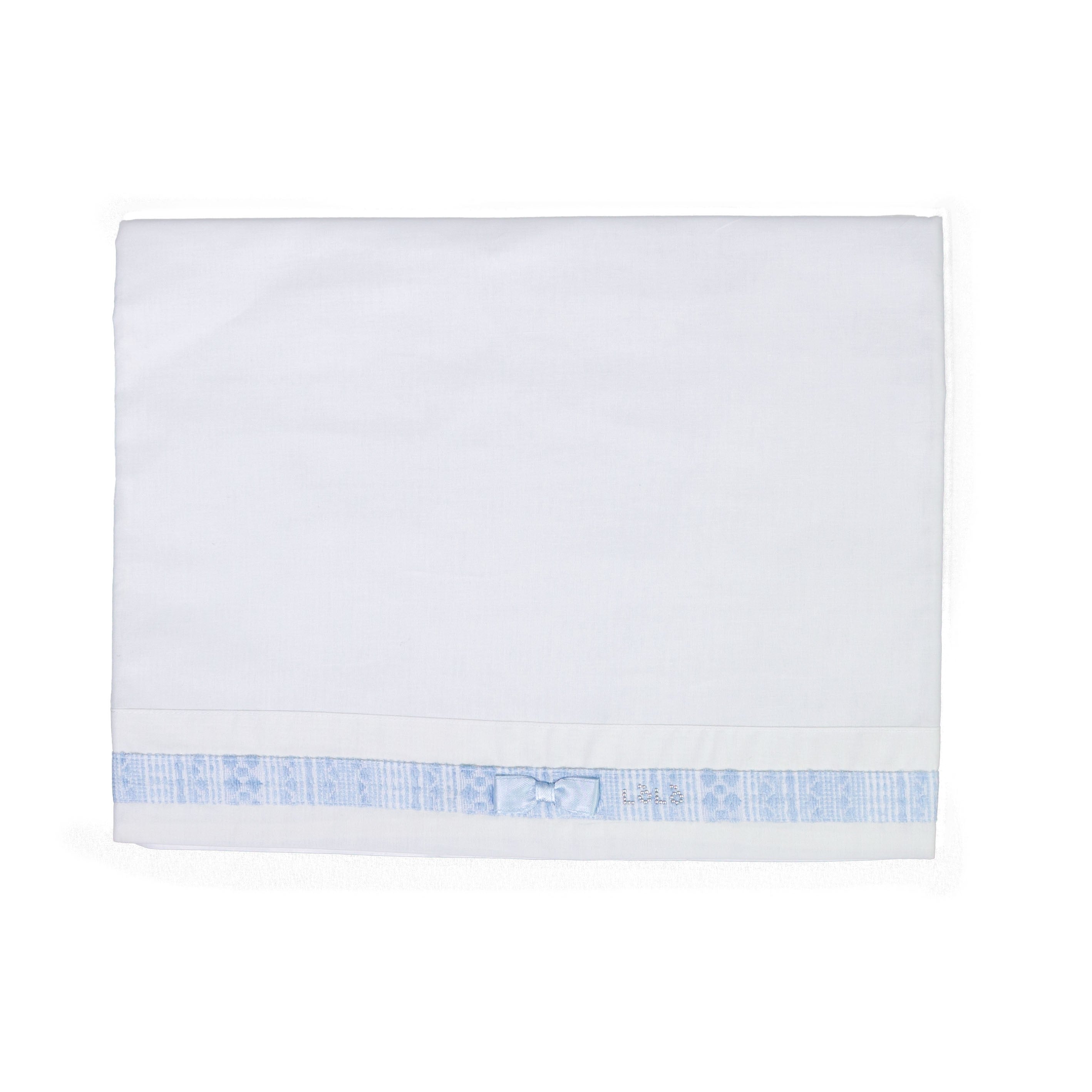 Lenzuolino Per Carrozzina In Cotone Bianco Neonato Lolo' 6017A - LOLO' - LuxuryKids