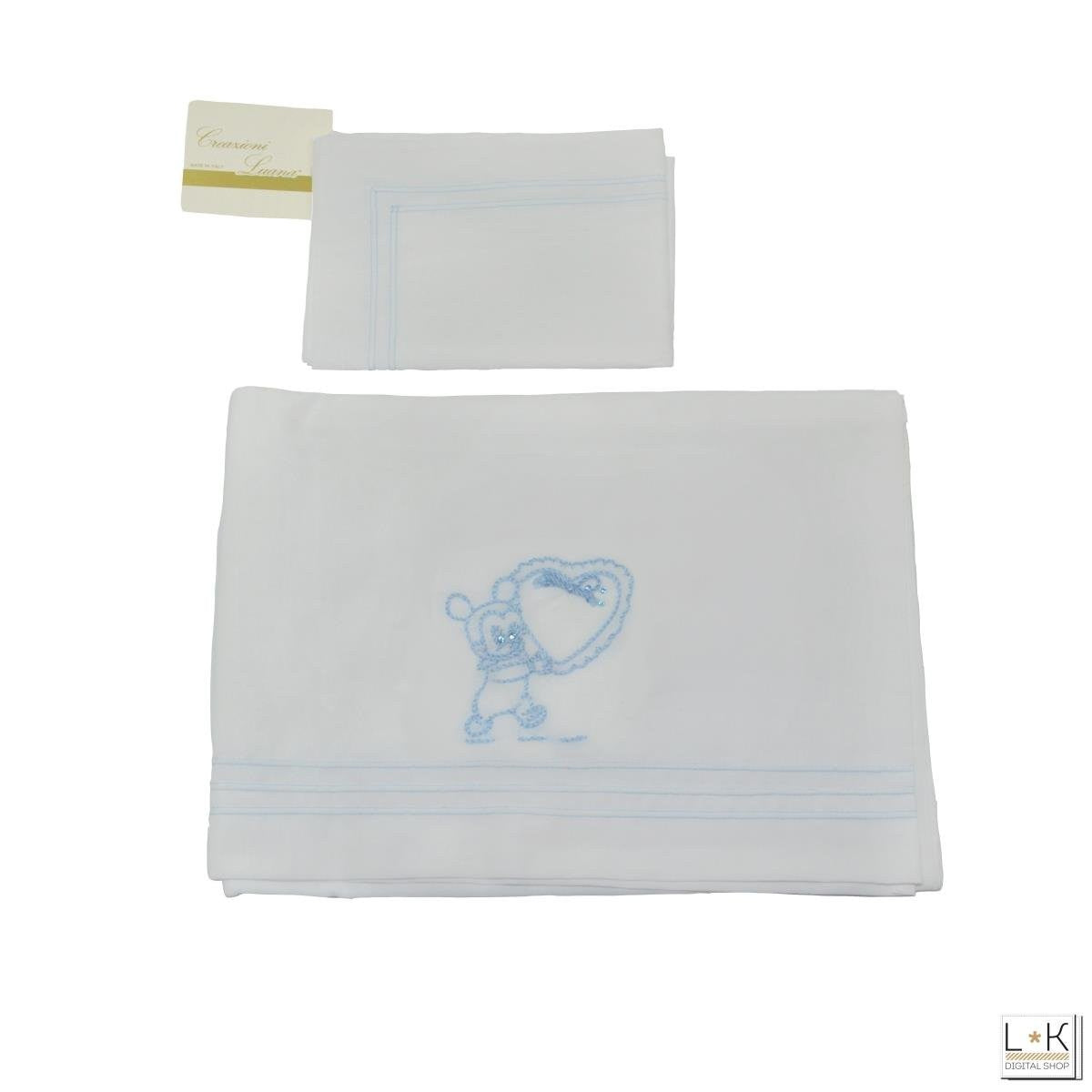 Lenzuolino Per Carrozzina In Cotone Bianco Neonato CREAZIONI LUANA 16063 - CREAZIONI LUANA - LuxuryKids