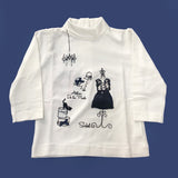 Maglia Collo Alto Bianco con Ricamo Neonata Sarabanda D210 - SARABANDA - LuxuryKids