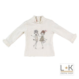Maglia Collo Alto con Stampa Panna Neonata Sarabanda F220 - SARABANDA - LuxuryKids