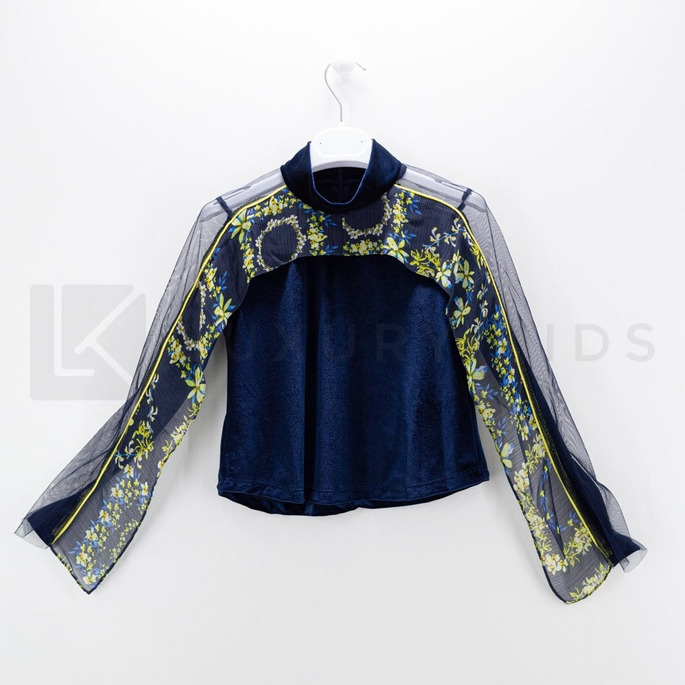 Maglia elegante In Ciniglia Cerimonia Bambina Blu Lia lea BL03440 - LIALEA - LuxuryKids