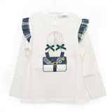 Maglia Girocollo Bianca con Stampa e Fiocchetti in Velluto Per Bambina Dr.Kids 404 - DR.KID - LuxuryKids