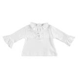 Maglia in Caldo Cotone con Rouches Bianco Neonata Minibanda V722 - MINIBANDA - LuxuryKids