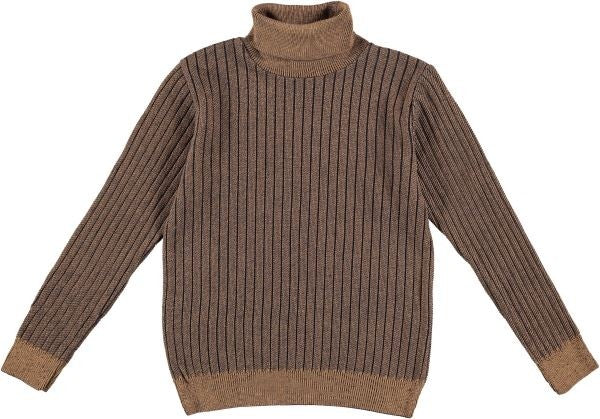 Maglioncino Collo Alto Misto Lana Marrone e Verde Bambino Manuell&Frank MF4133B - MANUELL&FRANK - LuxuryKids