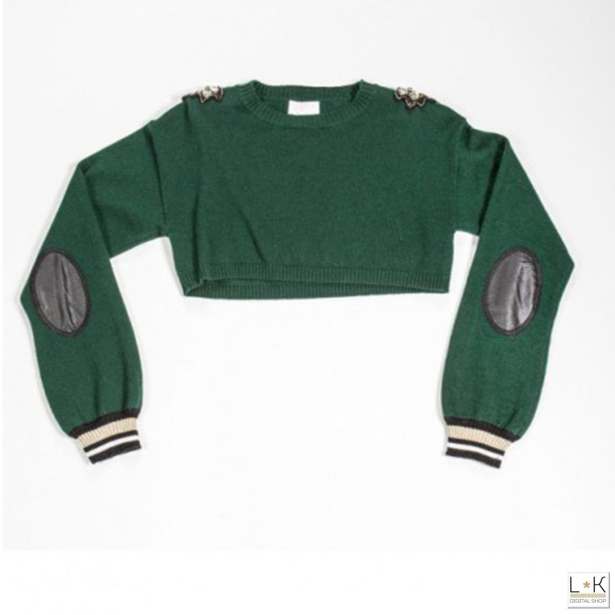 Maglioncino Corto Lana Verde Bambina Fun&Fun CHJSW1387 - FUN&FUN - LuxuryKids