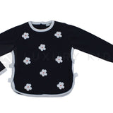 Maglioncino In Filo Di Cotone Blu Con Fiori Bambina Dr Kid DK439 - DR.KID - LuxuryKids