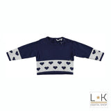 Maglioncino in Misto Lana Blu-Grigio Bambina Sarabanda R069 - SARABANDA - LuxuryKids